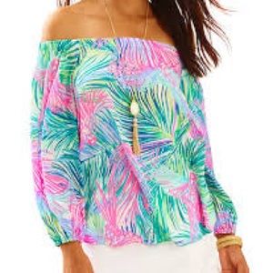 Lilly Pulitzer silk off the shoulder top